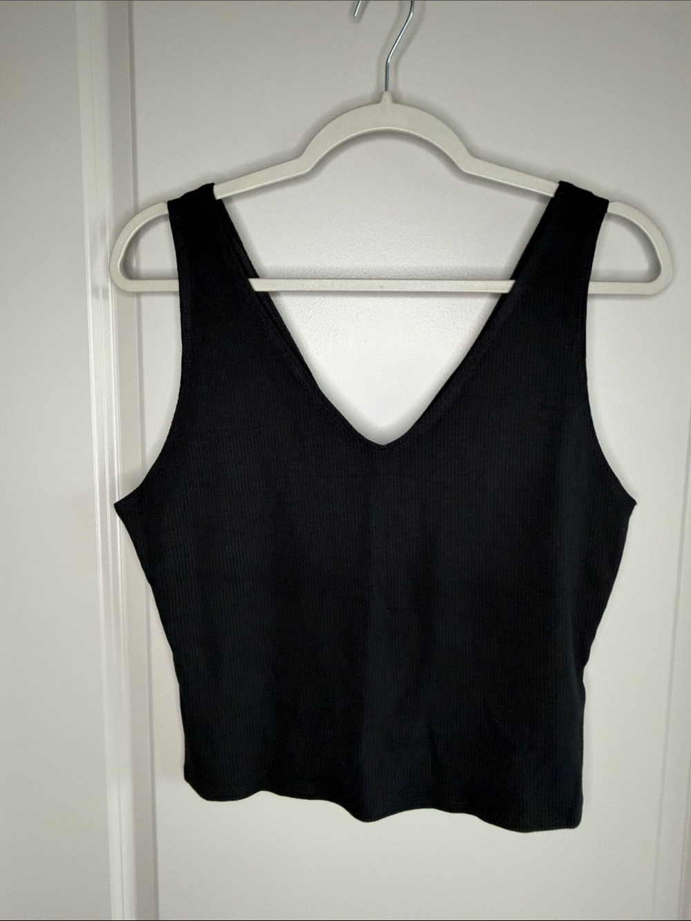 BDG Black Ribbed V-Neck Tank Top